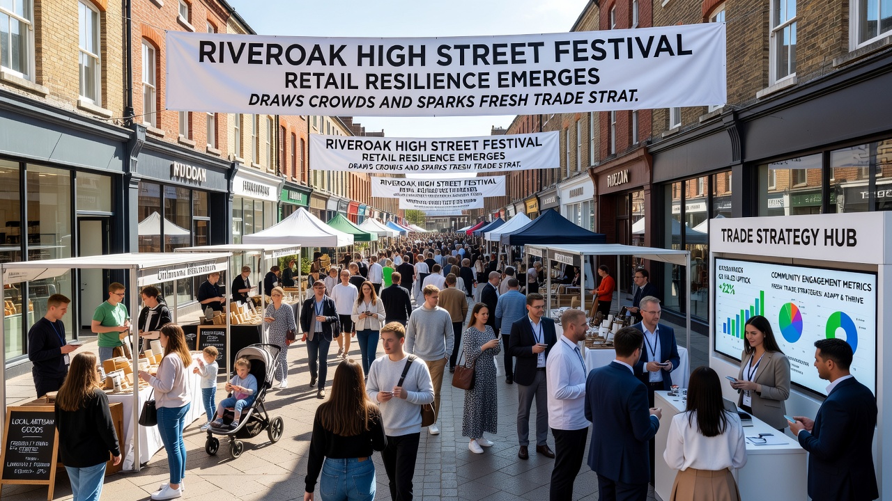 Local retailers setting up collaborative stalls and discussing inventory strategies at the Riveroak festival